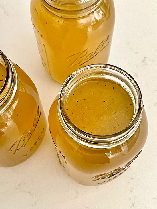 Bone broth in mason jars