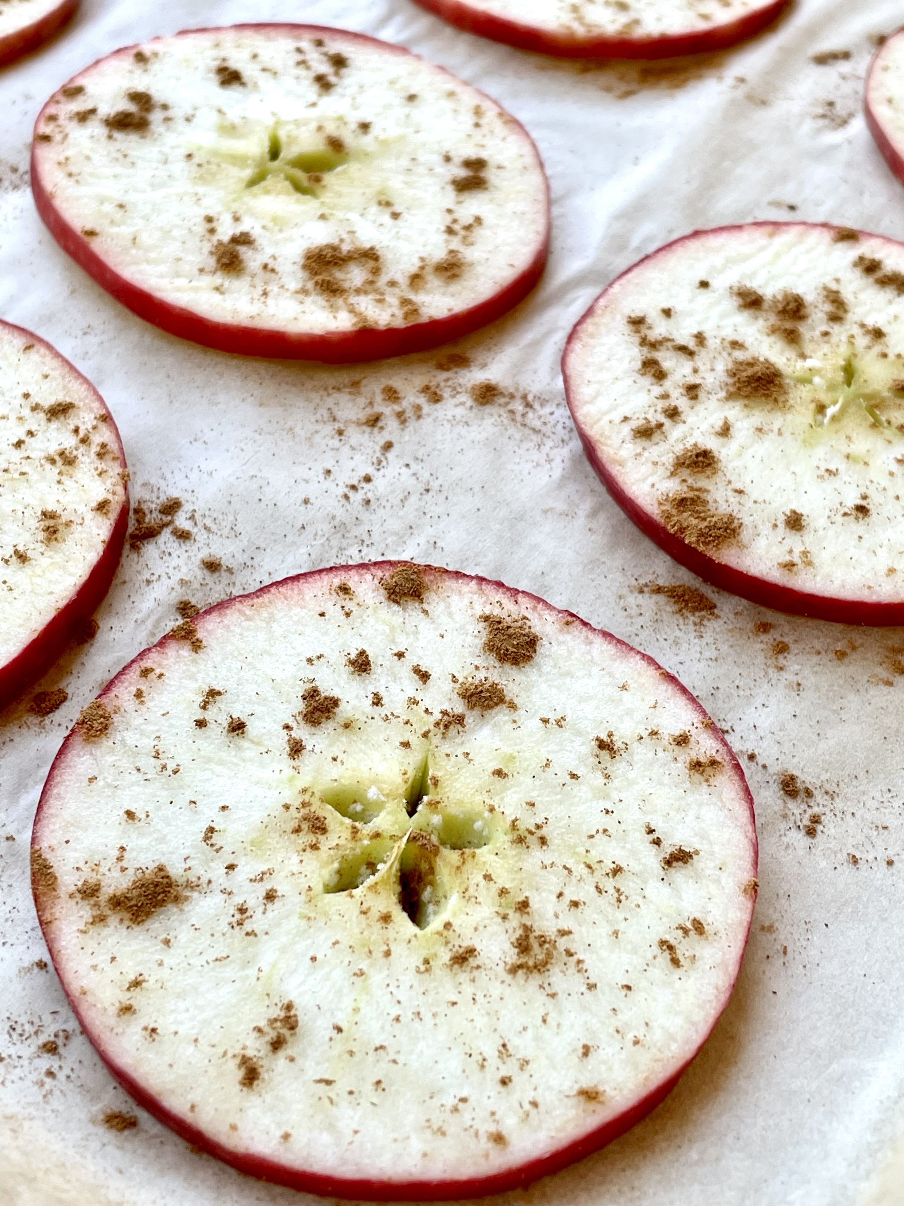 Apples topped with cinnamon